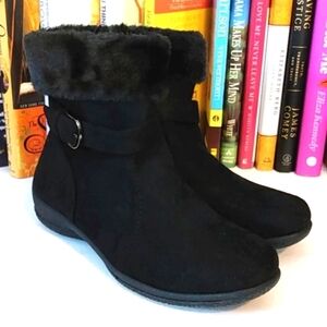 ALPINE WOODS BLACK FUR LINED SIDE ZIP ANKLE BOOTS SIZE 7 NWT